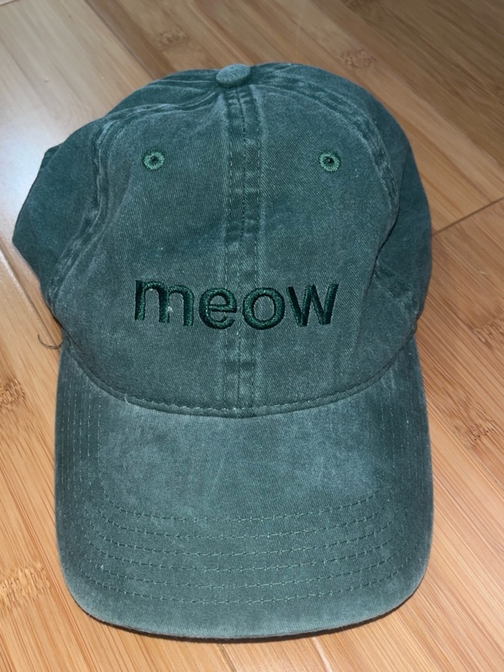 Dark Green 'meow' Embroidered Baseball Cap VCA